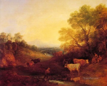 Ganado Vaca Toro Painting - paisaje con ganado